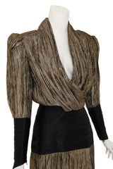Metallic Plissé Dropwaist Dress