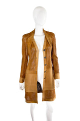 Christian Dior 2006 S/S Perforated Lace Leather Jacket open front on mannequin @recess la