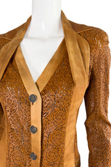 Christian Dior 2006 S/S Perforated Lace Leather Jacket detail on mannequin @recess la