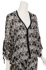 Abstract Floral Print Tunic by Anne Demeulemeester on mannequin chest close @ Recess LA