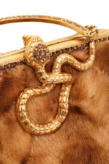 Vintage Clara Kasavinas Snake Handle Mink Handbag snake close @ Recess LA