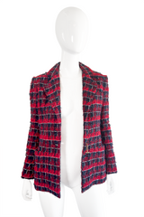 Chanel Plaid Bouclé Jacket open front on mannequin @recess la