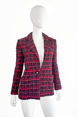 Chanel Plaid Bouclé Jacket front on mannequin @recess la