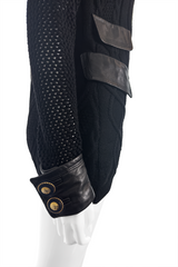 Vintage Gianni Versace Leather Trim Knit Cardigan sleeve detail on mannequin @recess la