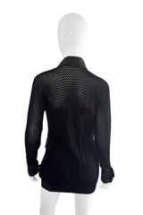 Vintage Gianni Versace Leather Trim Knit Cardigan back on mannequin @recess la