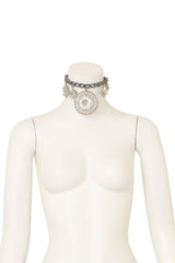 Silver Screw Pendant Choker Necklace on mannequin @Recess LA