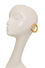Brushed Organic Hoop Earrings on mannequin @ Recess LA