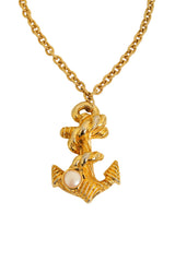 Vintage Escada Pearl Anchor Pendant Necklace @ Recess LA