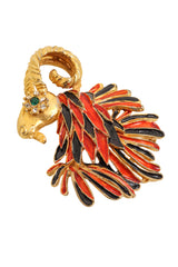 Vintage Pauline Rader Ram Enamel Brooch close up @ Recess LA