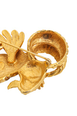Vintage Pauline Rader Ram Enamel Brooch tarnish @ Recess LA