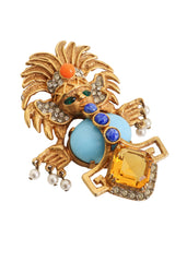 Vintage Kenneth Jay Lane Aztec Warrior Brooch side @ Recess LA