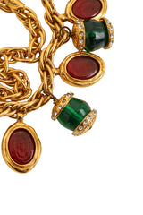 Vintage Chanel Gripoix Double Chain Lantern Charm Bracelet close up @ Recess LA