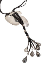 Sterling Artisan Pendant Cord Necklace close @ Recess LA