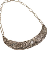 Hammered Crystal Crescent Collar Necklace close @ Recess LA
