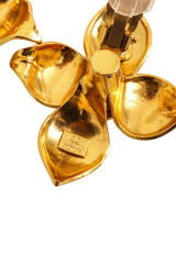 Vintage Valentino Couture Golden Blossom Button Earrings signature @ Recess LA