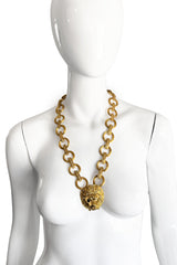 Vintage D'Orlan Lion Head Rhinestone Link Necklace on mannequin @recess la