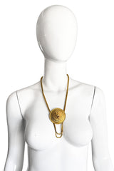 Vintage Judith Leiber Roaring Lion Medallion Necklace on mannequin @recess la