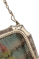 Vintage Whiting & Davis Silver Frame Abstract Mesh Bag corner tarnish @ Recess LA
