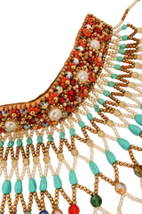 Beaded Net Cape Necklace neck close @ Recess LA