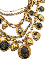 Vintage Multistrand Cameo Charm Necklace detail @recess la