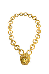 Vintage D'Orlan Lion Head Rhinestone Link Necklace @recess la