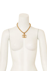 Textured CC Pendant Necklace by Chanel on mannequin @ Recess LA