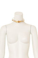 Vintage Lucite Brutalist Gilded Tube Collar on mannequin @ Recess LA