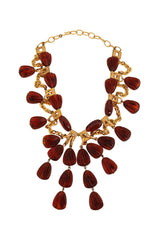 Carved Amber Resin Bib Necklace @ Recess LA