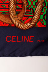 Large silk Aztec baroque print scarf by Celine logo signature @ Recess LA