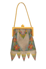 Vintage Whiting & Davis Geo Chevron Floral Mesh Bag @ Recess LA