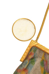 Vintage Whiting & Davis Geo Chevron Floral Mesh Bag with mirror @ Recess LA