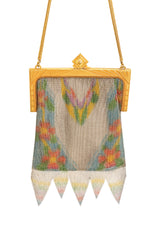 Vintage Whiting & Davis Geo Chevron Floral Mesh Bag close @ Recess LA