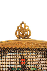 Vintage Whiting & Davis Filigree Geo Floral Mesh Bag clasp tarnish @ Recess LA