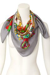 Large silk Les Rubans de Cheval print scarf by Hermés on mannequin @ Recess LA