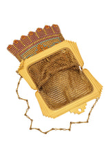Vintage Whiting & Davis Gold Deco Mini Mesh Bag open @ Recess LA