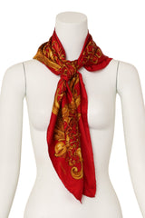 Large silk golden wheat filigree print scarf by Chanel on mannequin @ Recess LA