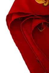 Large silk golden wheat filigree print scarf by Chanel hem stitching @ Recess LA