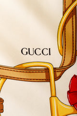 Large silk saddle ribbon patterned scarf by Gucci logo signature @ Recess LA