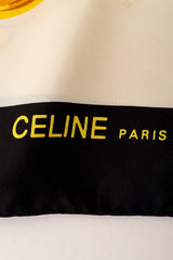 Large silk golden spur ribbon and chain scarf by Celine logo signature @ Recess LA