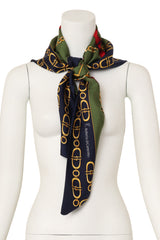 Large silk oval loop chain ribbon print scarf by Roberta di Camerino on mannequin @ Recess LA