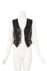 Vintage North Beach Studded Blackjack Leather Vest on mannequin open @ Recess LA