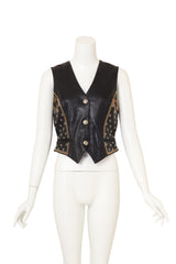 Vintage North Beach Studded Blackjack Leather Vest on mannequin @ Recess LA