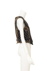Vintage North Beach Studded Blackjack Leather Vest on mannequin side @ Recess LA