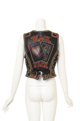 Vintage North Beach Studded Blackjack Leather Vest on mannequin back @ Recess LA