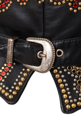 Vintage North Beach Studded Blackjack Leather Vest clasp close @ Recess LA