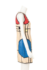 Vintage Oleg Cassini Mondrian Sequin Mini Dress on mannequin side @ Recess LA