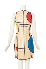 Vintage Oleg Cassini Mondrian Sequin Mini Dress on mannequin back @ Recess LA