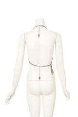 Vintage Ferrara Bead Lattice Chainmail Halter Top on mannequin back @ Recess LA