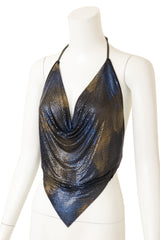 Vintage Ferrara Midnight Ombré Mesh Halter Top on mannequin close @ Recess LA