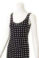 Vintage CD Greene Mirror Crystal Mini Dress on mannequin close @ Recess LA